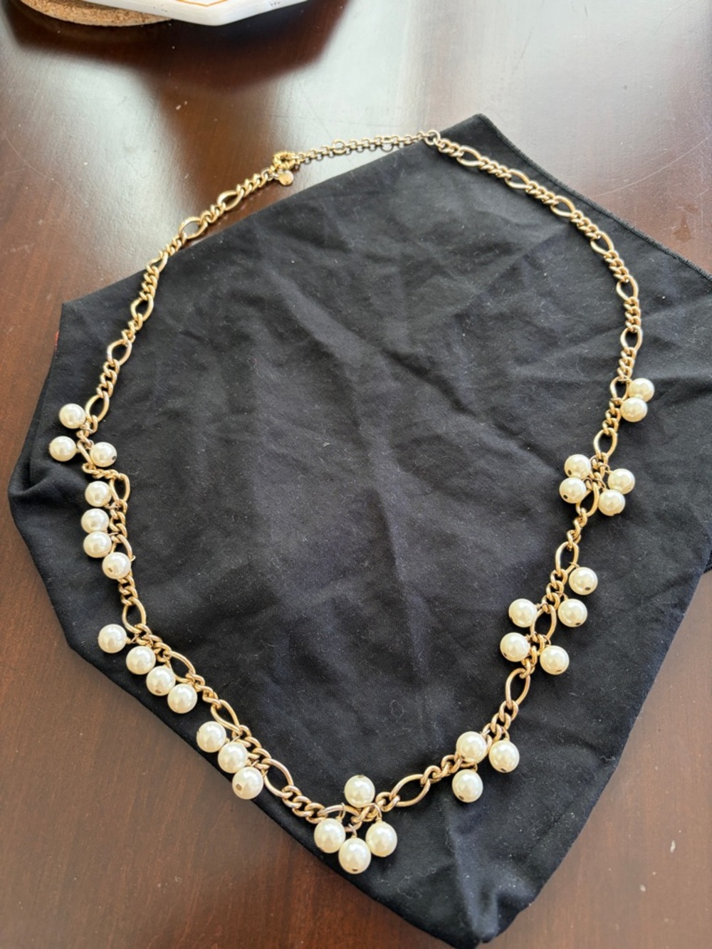J. Crew Gold-Tone Chain Necklace with Cream Pearl Clusters